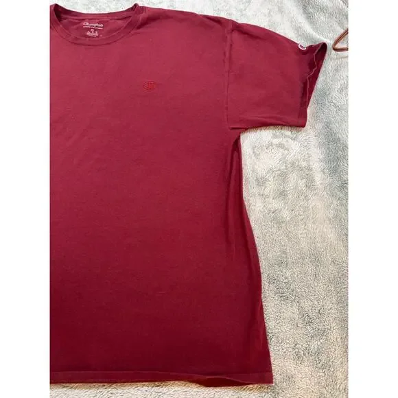 Champion Burgundy Embroidered C Logo T-Shirt Men’s 2XL Short Sleeve Crewneck Tee - Picture 8 of 9